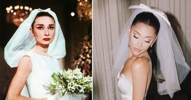 أريانا جراندى تستوحى فستان زفافها من النجمة الراحلة أودرى هيبورن.. مين أحلى؟
