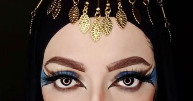 بزهرة اللوتس ومكياج حتشبسوت.. "هبة" احتفلت بطريق الكباش بفوتوسيشن فرعونى