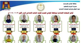 ننشر أسماء أوائل الشهادة الإعدادية بمحافظة الوادى الجديد بعد اعتماد النتيجة