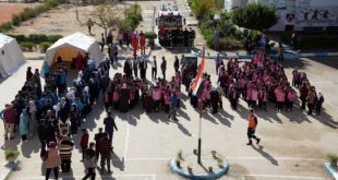 تدريب ميدانى لتجربة إخلاء فى حال حدوث حريق بمدرسة فى الإسماعيلية