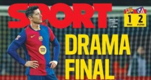 سقوط برشلونة ضد أتلتيكو مدريد يتصدر عناوين صحف العالم