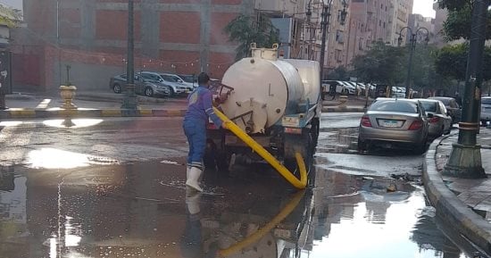 مياه المنوفية تتعامل مع تجمعات مياه الأمطار بالمحافظة